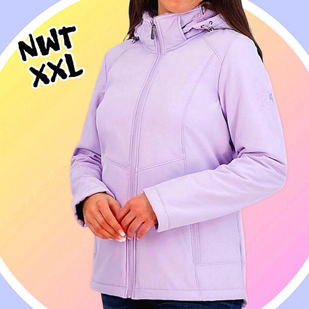 NWT XXL Plush Fleece Lined Water Resistant Jacket Detachable Hood & Zip Pockets